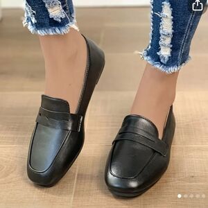 AQUILES  SQUARE TOE SLIP-ON WOMEN"S LEATHER FLAT SHOE